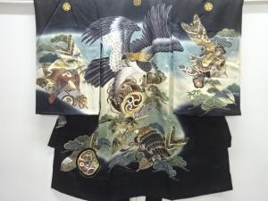 鷹模様刺繍紋付男児着物